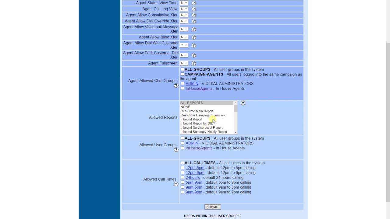 ViciDial Creating Users and User Groups