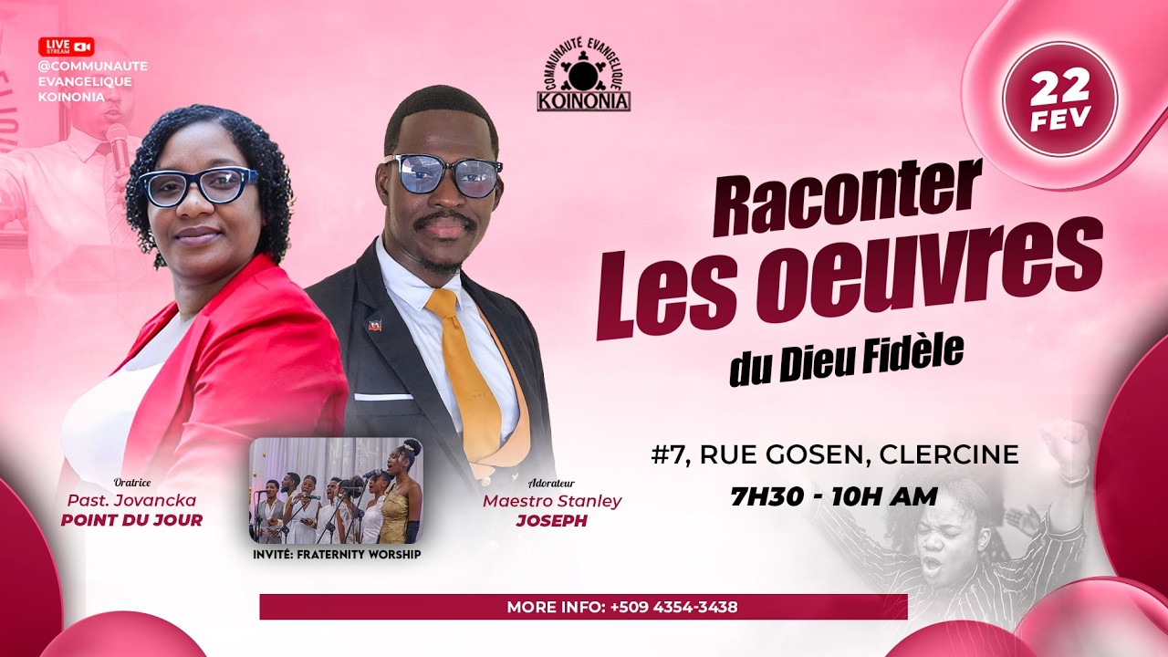 BIENVENUE A NOTRE CULTE DE GLORIFICATION AU SEIGNEUR/ DIMANCHE 22 FEVRIER 2026