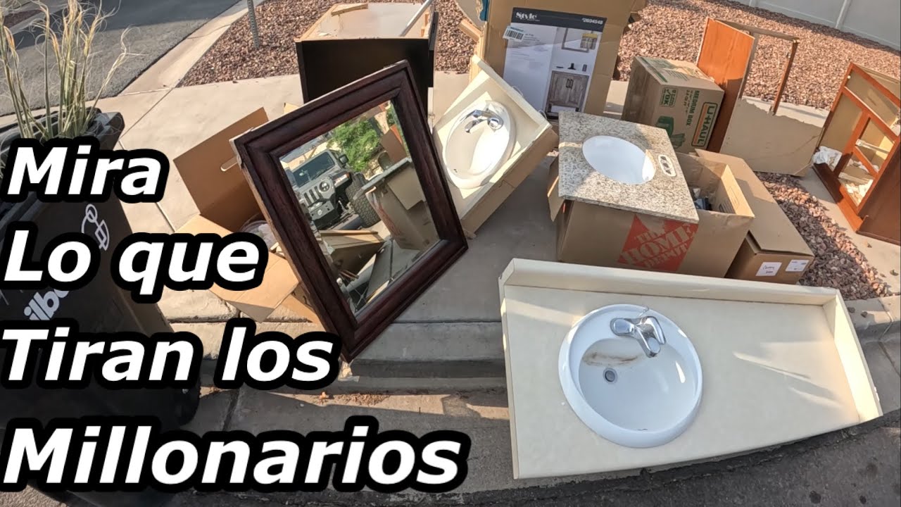 Lo que tiran en USA😱ENCONTARAMOS GABINETES BLANCOS Y ESPEJO y lavaderos