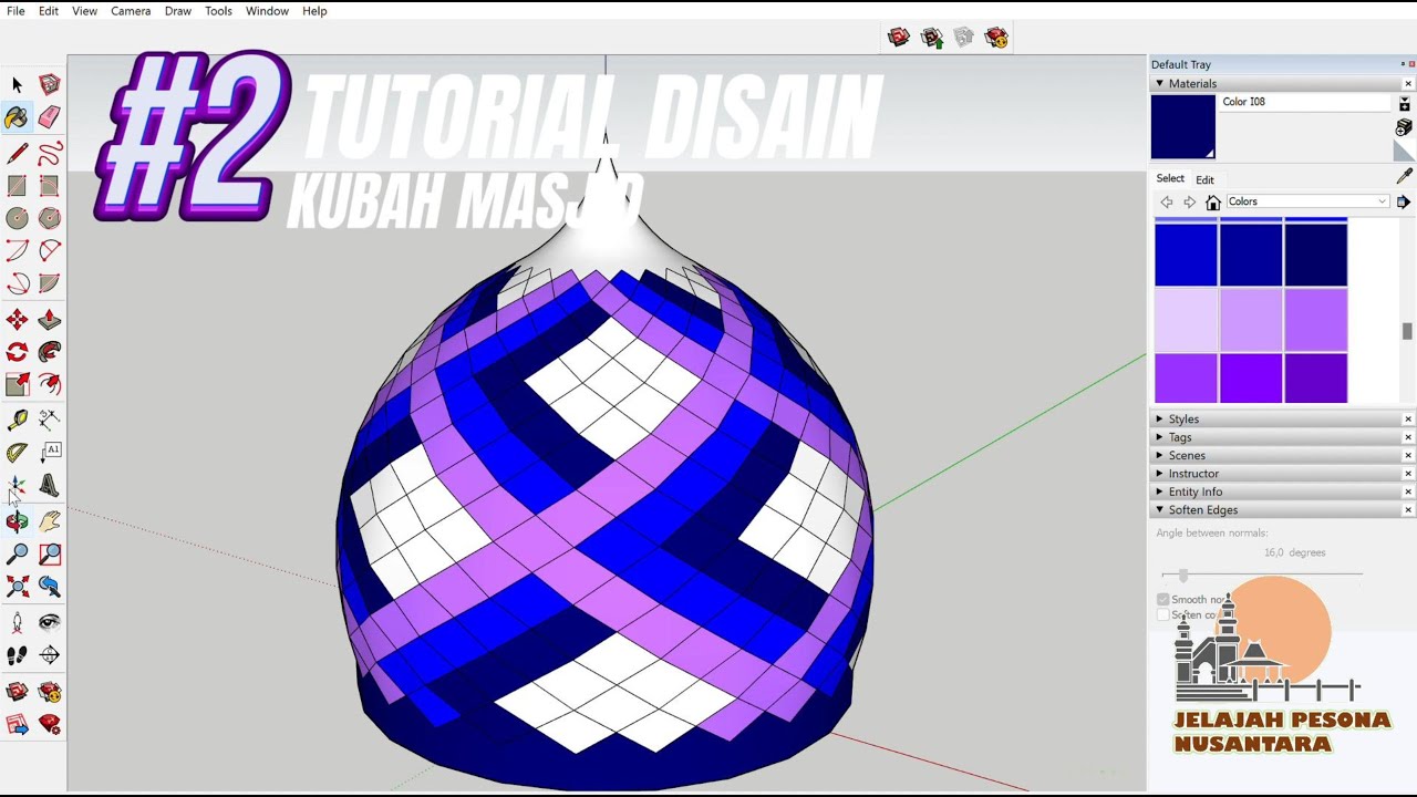TUTORIAL MUDAH DISAIN KUBAH MASJID JILID 2 dengan APLIKASI SKETCHUP #tutorial