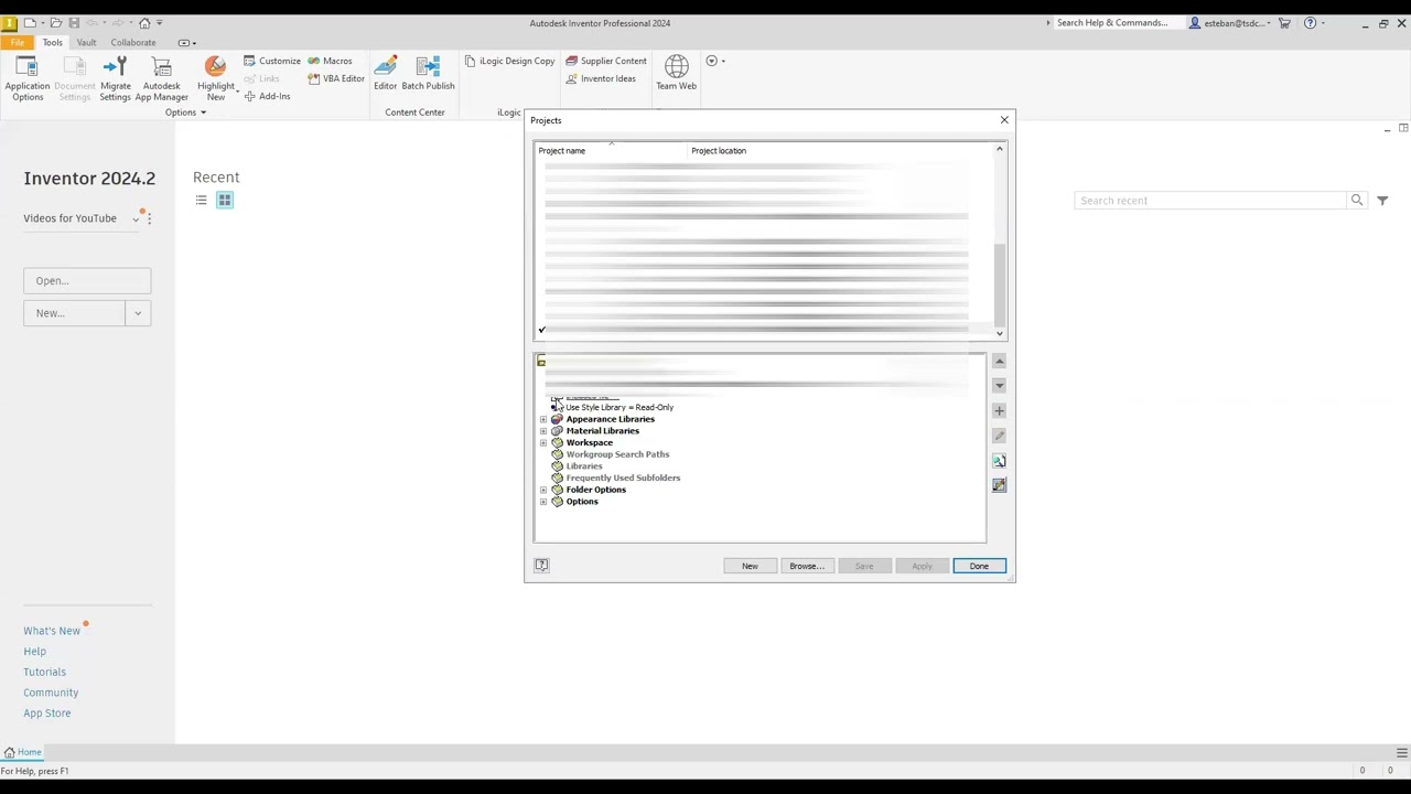 Настройка проектов в Autodesk Inventor