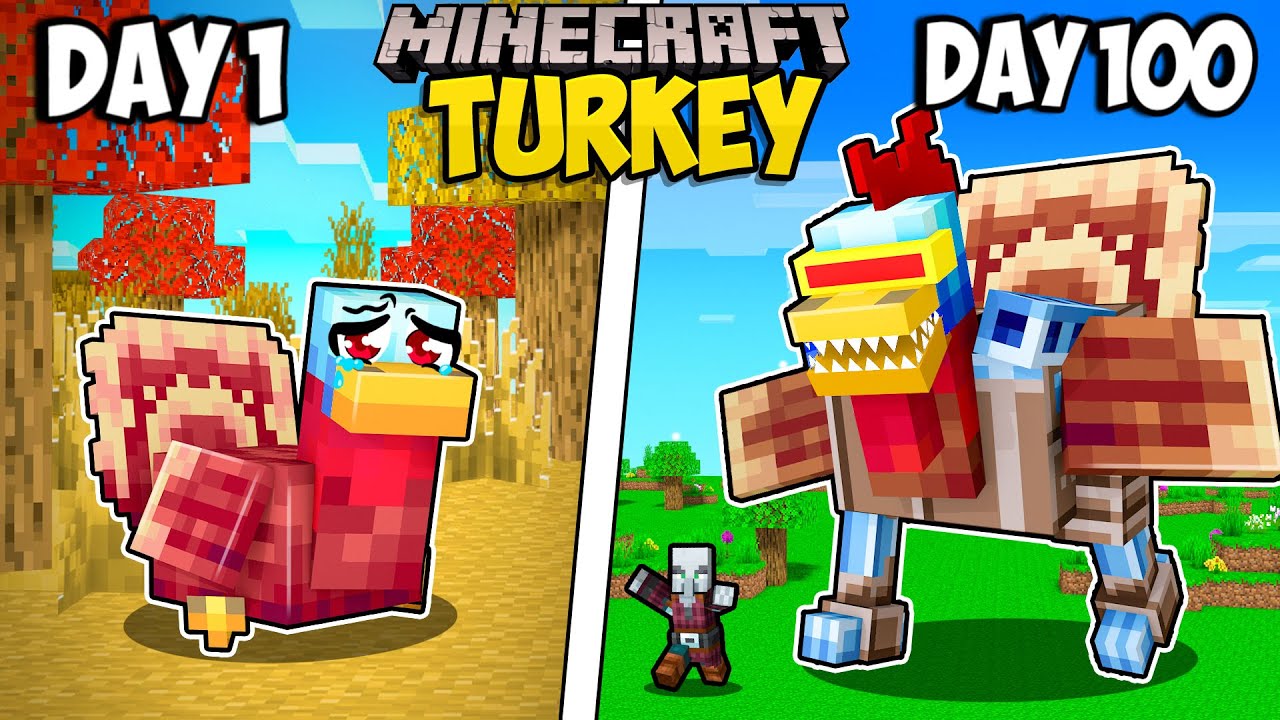 I Survived 100 Days as a TURKEY in Minecraft