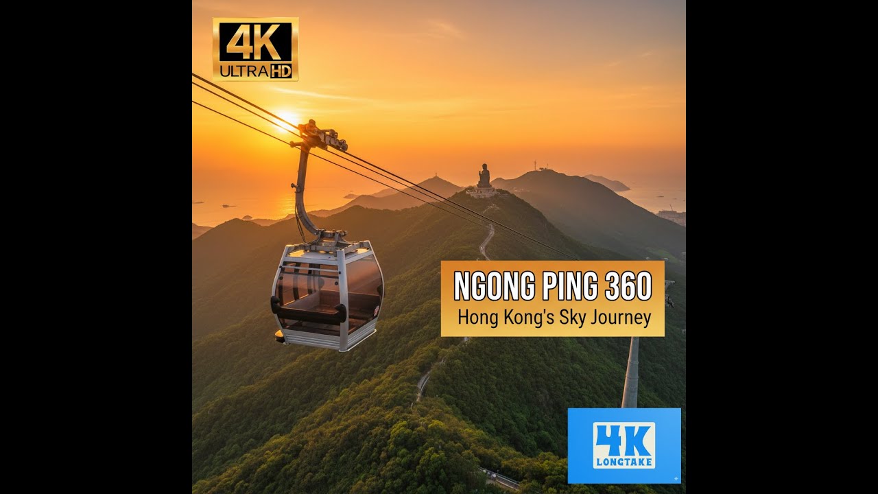 Full Ngong Ping 360 Cable Car Ride 4K | Lantau Island Hong Kong | Aerial Views & Nature Sounds