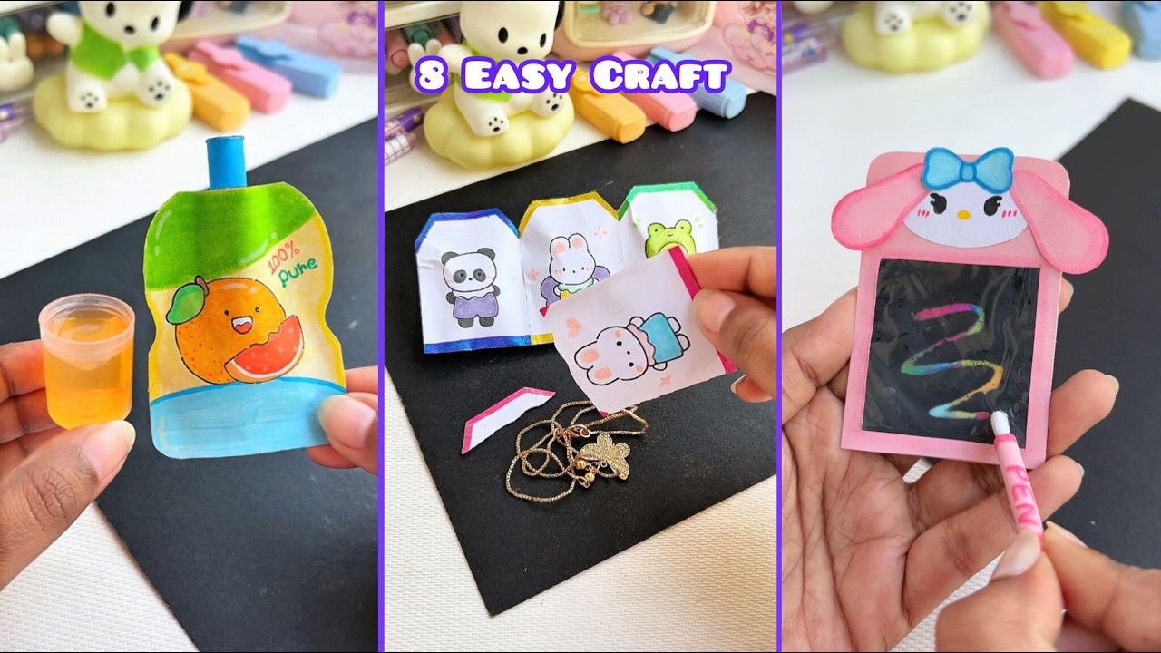 8 Easy craft ideas / miniature craft / how to make / DIY school project. / Helena's Craft