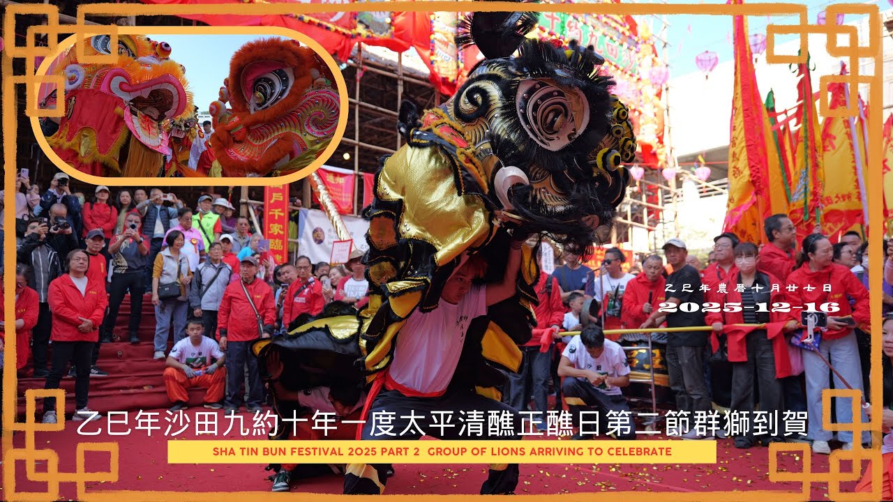乙巳年沙田九約十年一度太平清醮正醮日第二節群獅到賀 Sha Tin Bun Festival 2025 Part 2 Group of lions arriving to celebrate