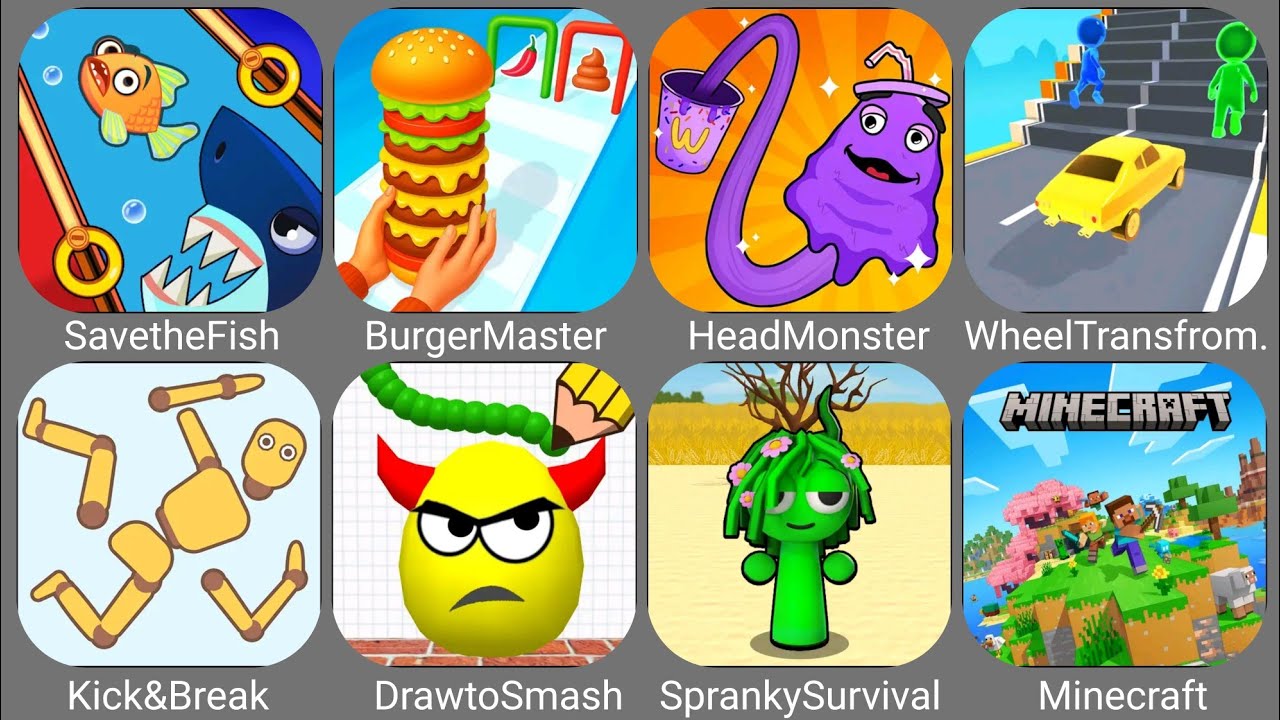 Spranky Survival, SuperMario, Clashof Clans, Hide ball,  SavethePets, Food Run, FindtheDevil, Granny