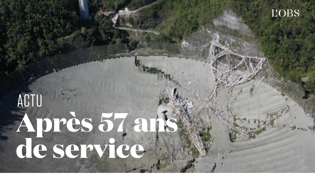 Les images aériennes du téléscope géant d'Arecibo, après son effondrement
