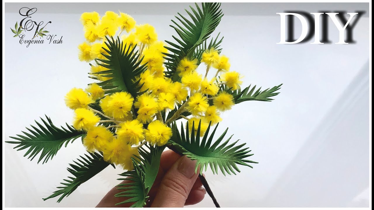 МК 🌾  МИМОЗА 🌾 самый БЫСТРЫЙ и ЛЕГКИЙ способ СДЕЛАТЬ ВЕТОЧКУ 🌾 FLOWERS with your own hands