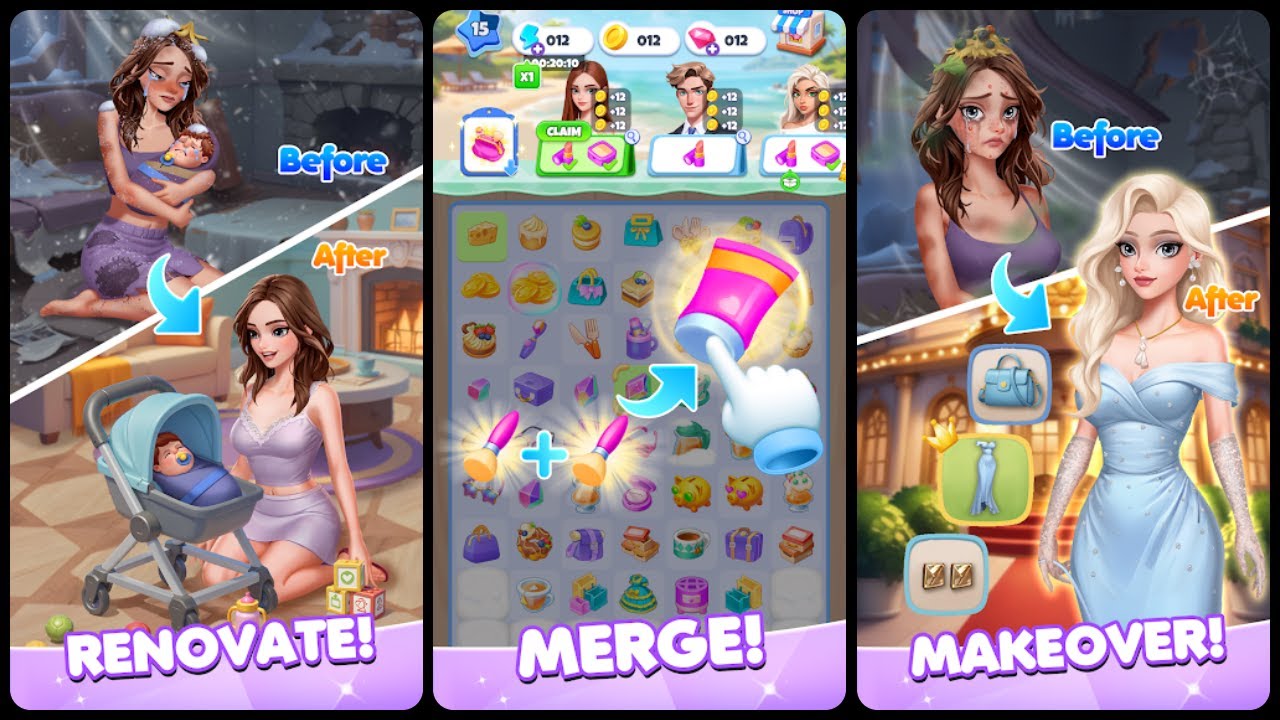 Love Saga : Merge & Makeover Game Gameplay Android Mobile