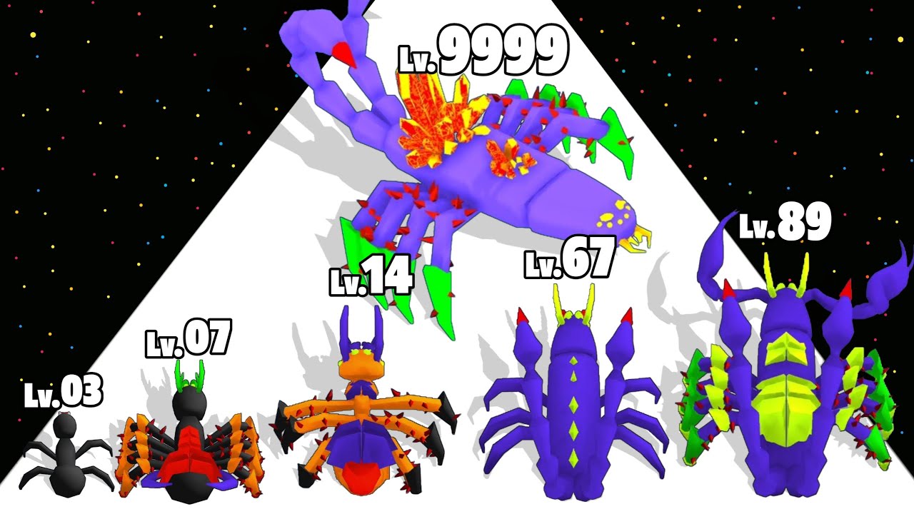 Spider Shoot Run - Level Up Spider Max Level Gameplay (Spider Evolution Runner) Insect Evolution