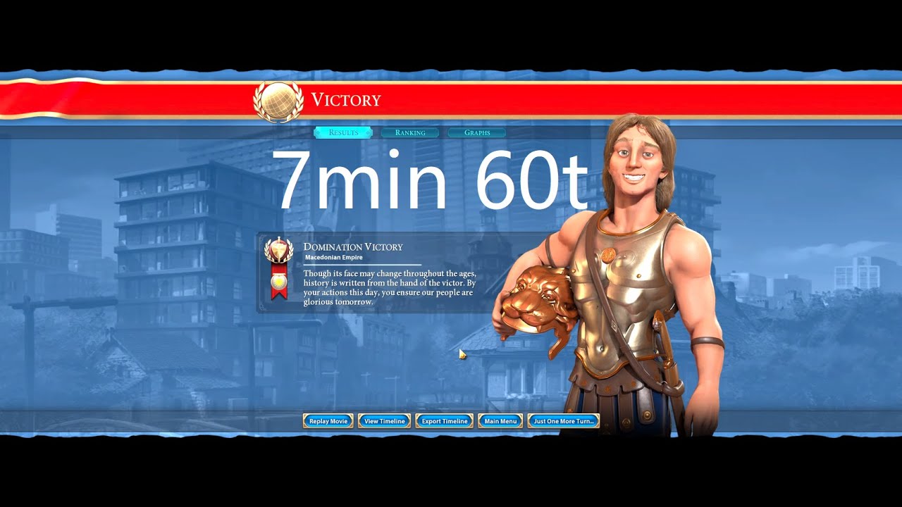 [Civ 6 Deity Duel Speedrun] Hetairoi Rush 7min 60t