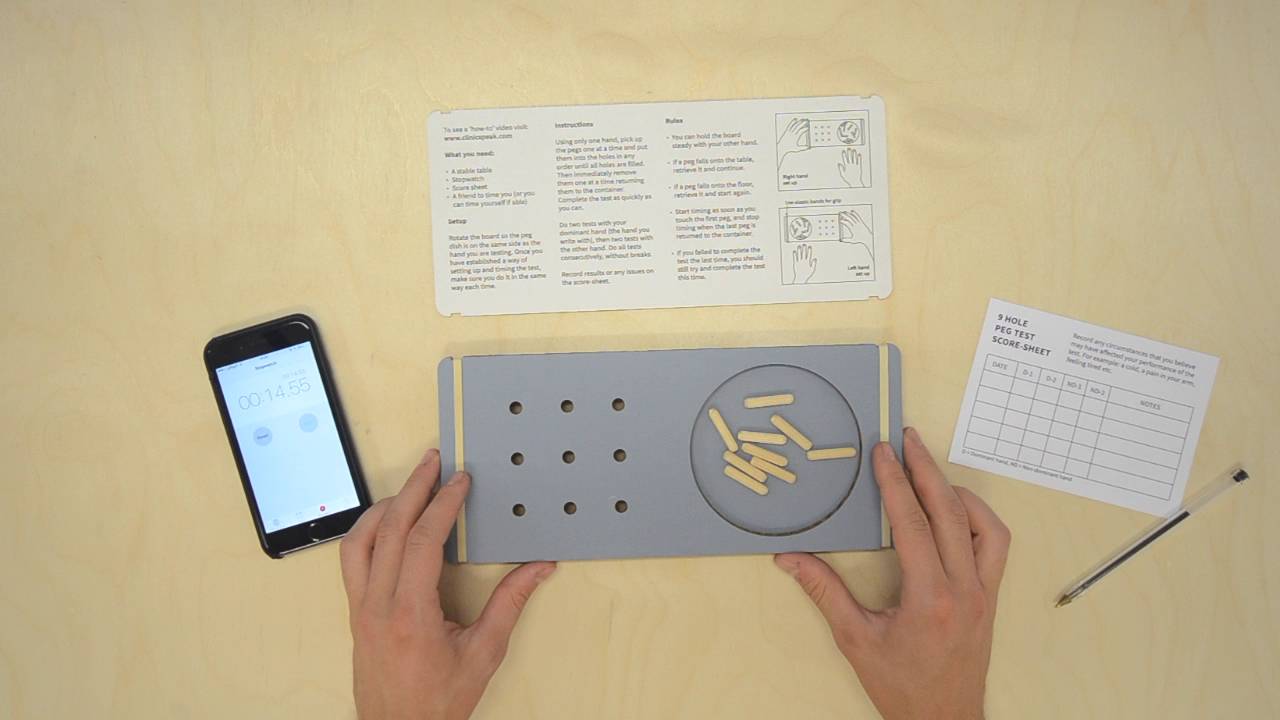 How to use the cardboard 9 hole peg test