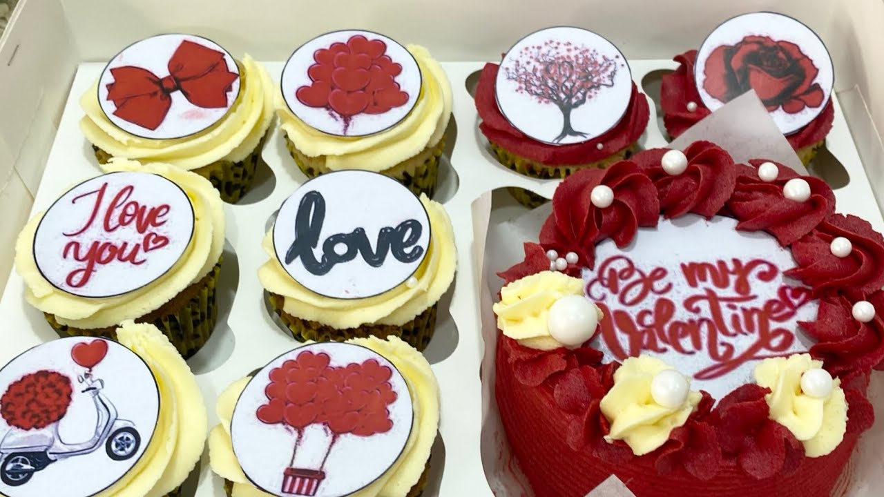 2-in-1 Bento Cake & Cupcakes Decoration Tutorial | Easy Valentine Buttercream Designs for Beginners