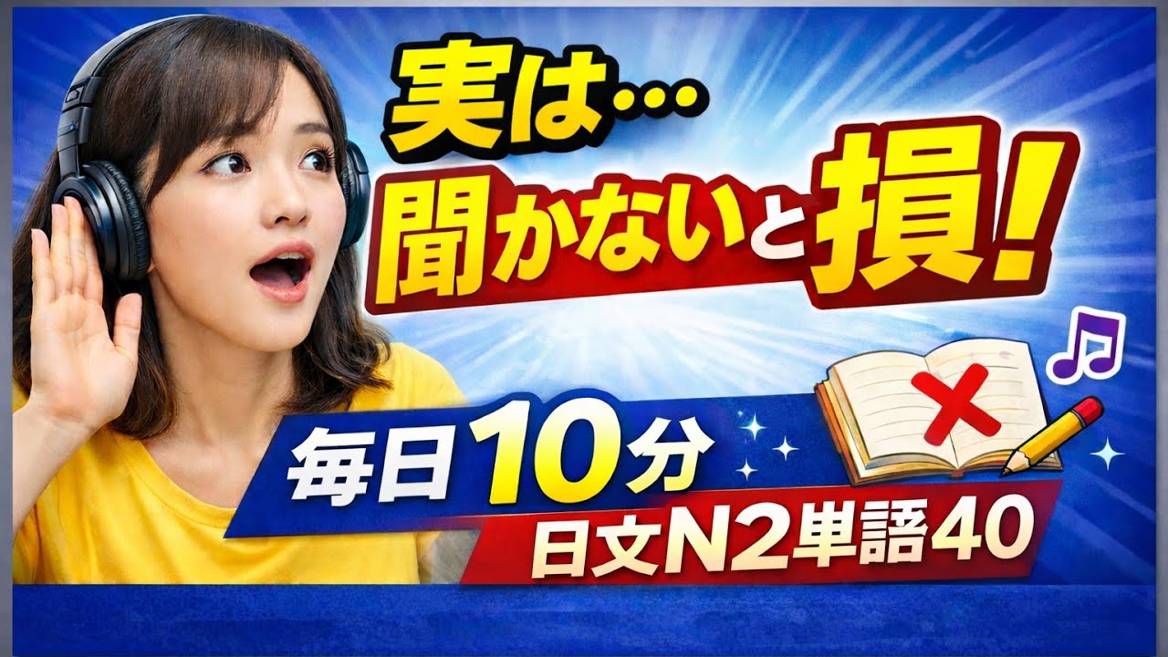 【作業用BGM】每天10分鐘，只要聽就能學會的日文 N2 40個