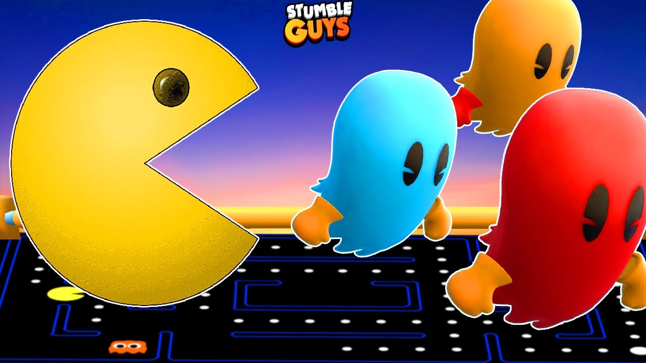 PAC MAN CONTRA OS FANTASMAS COLORIDOS NO STUMBLE GUYS (NOVO MAPA LABIRINTO PAC MAN)