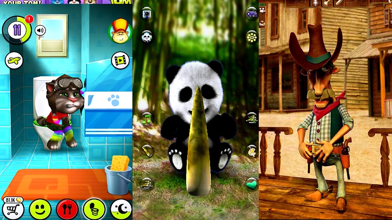 My Talking Tom Vs Talking Cowboy Vs Talking Panda Android Gameplay Full HD 1080p60