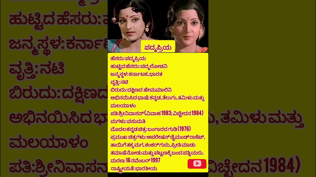 #kannada #old #actress #padmapriya #biography