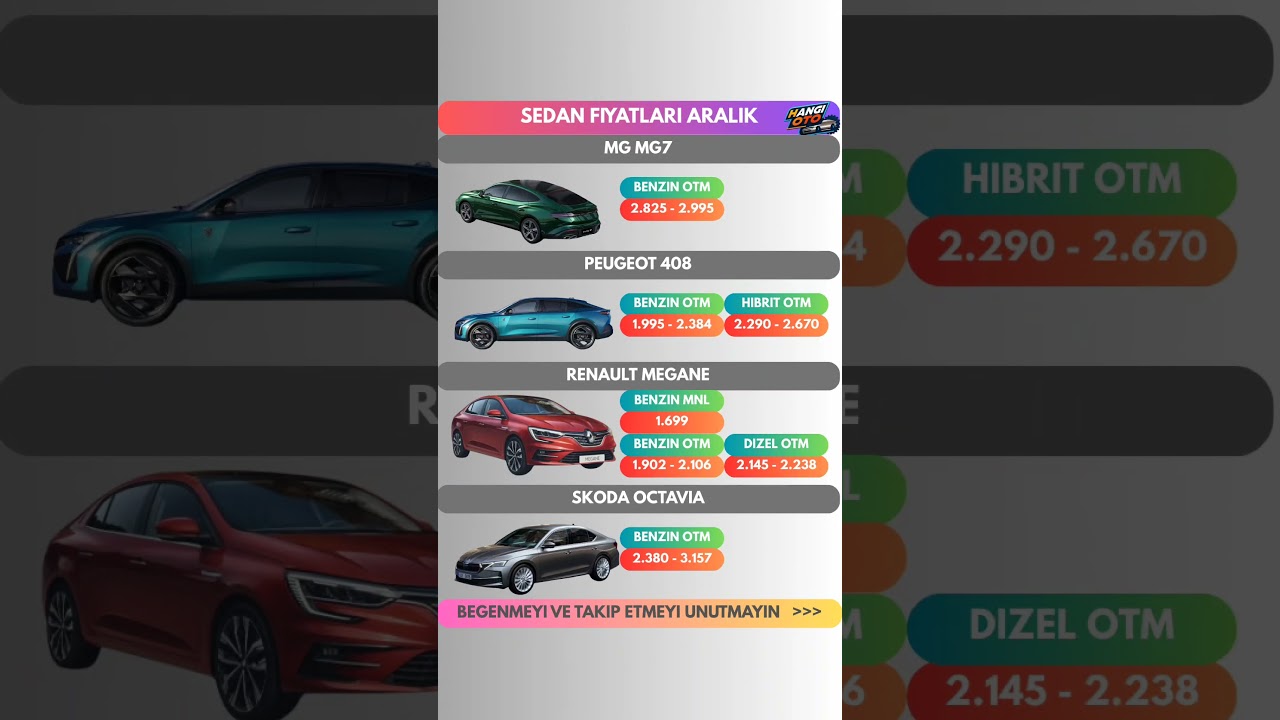 Sedan Fiyatları Aralık