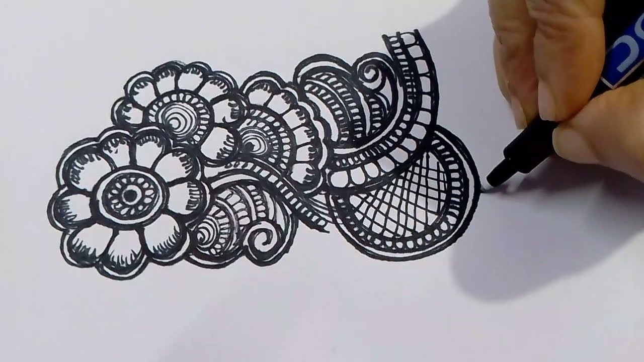 Beautiful arebic flower design black colour mehndi design 
