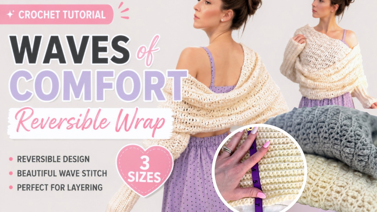 Crochet with me! Waves of Comfort Reversible Wrap with Canadian crochet designer Heather MacMichael