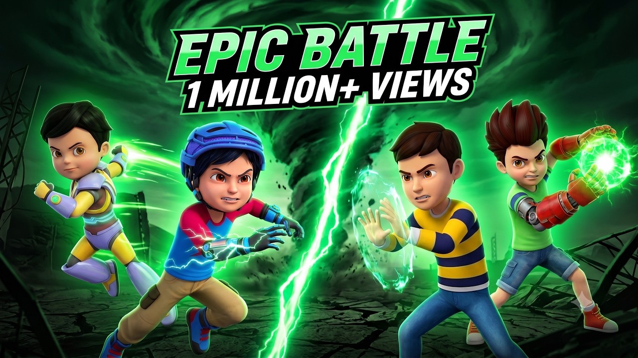 Rudra & Kicko vs Shiva & Vir the Robot boy - Epic Battle