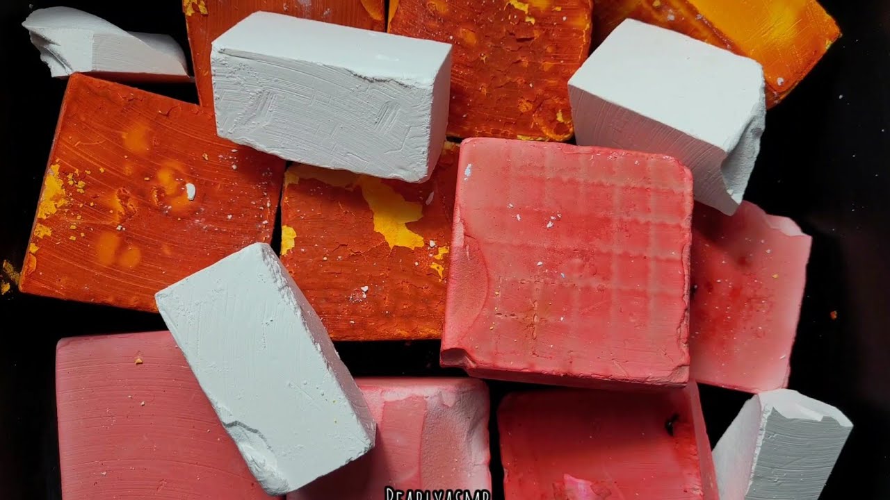 YELLOW + RED DYED GYM CHALK CRUMBLE-ASMR