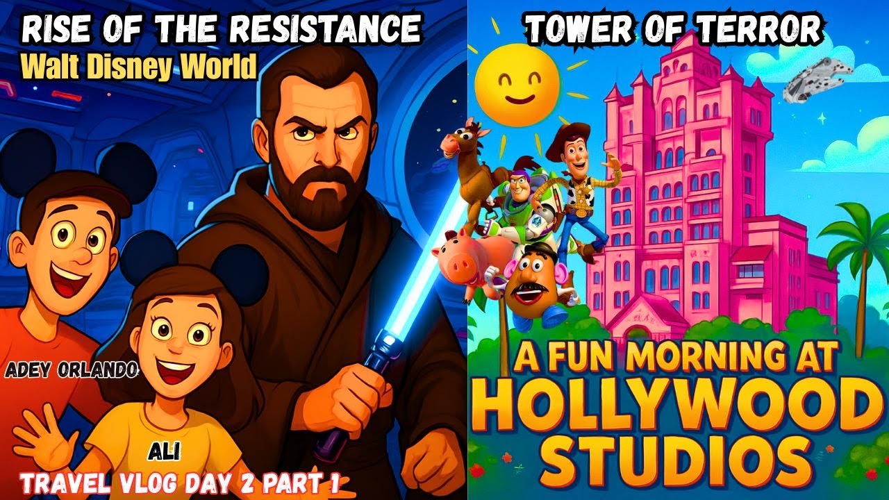 Disneyworld Hollywood Studios Themepark Vlog Day 2 Part 1 Tower of Terror & Rise of the Resistance