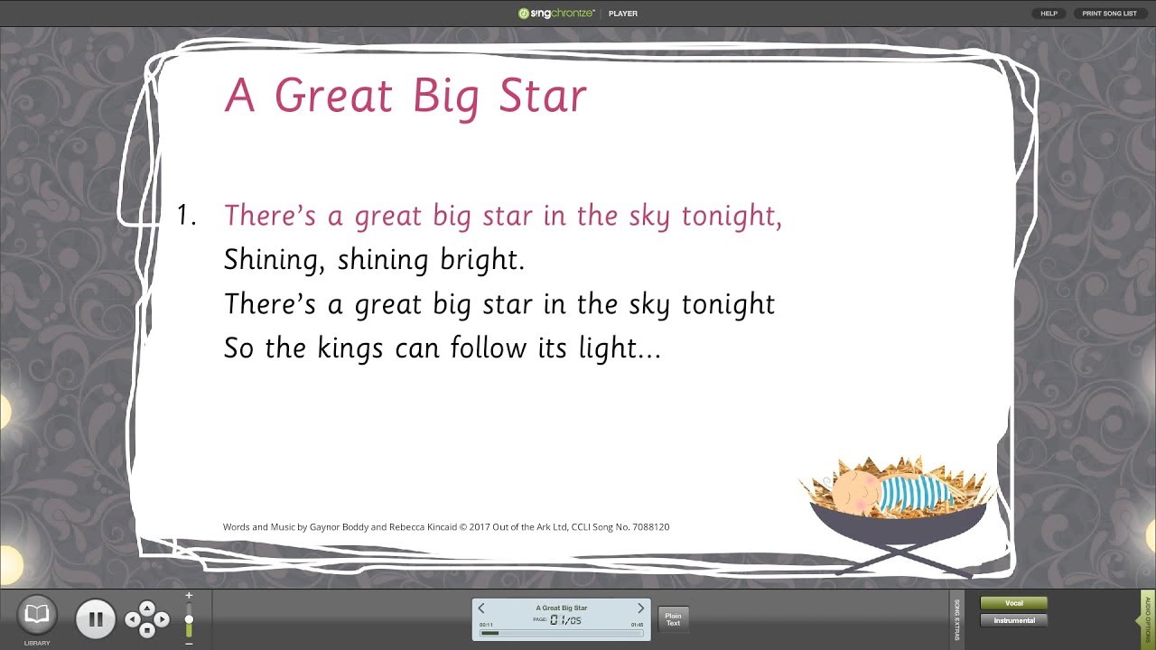 A Great Big Star [A King Is Born] - Words on Screen™ Sample