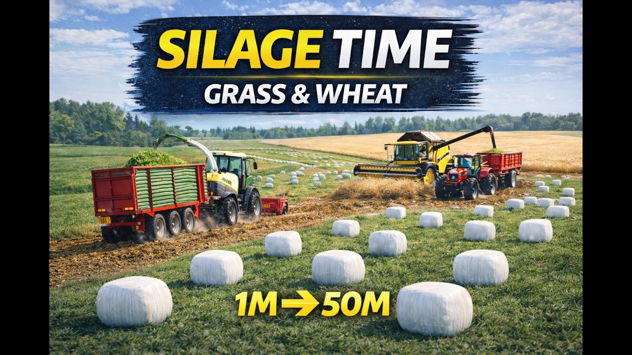 Grass & Wheat Harvest + Silage Bales | 1M to 50M FS25 |  Zielonka #3