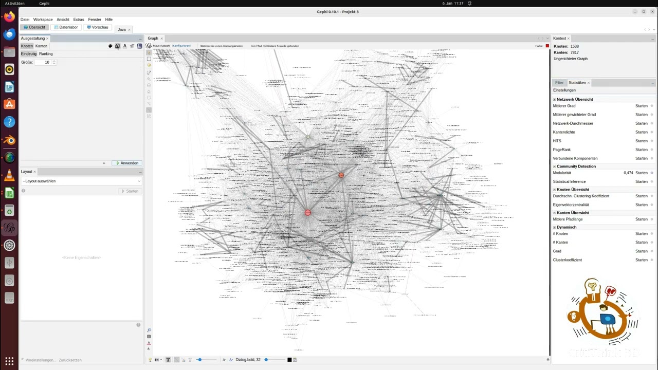 Einf&uuml;hrung in Gephi und Erstellung eines Dynamischen Netzwerkes_Teil 1