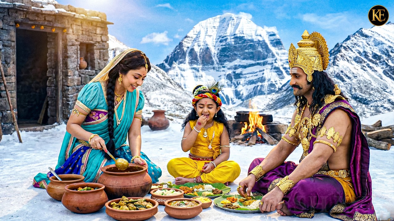 बर्फीले पर्वतों में कान्हा और कंस ने खाया मैया के हाथ का खाना! || YMKN || Shree Krishan leela