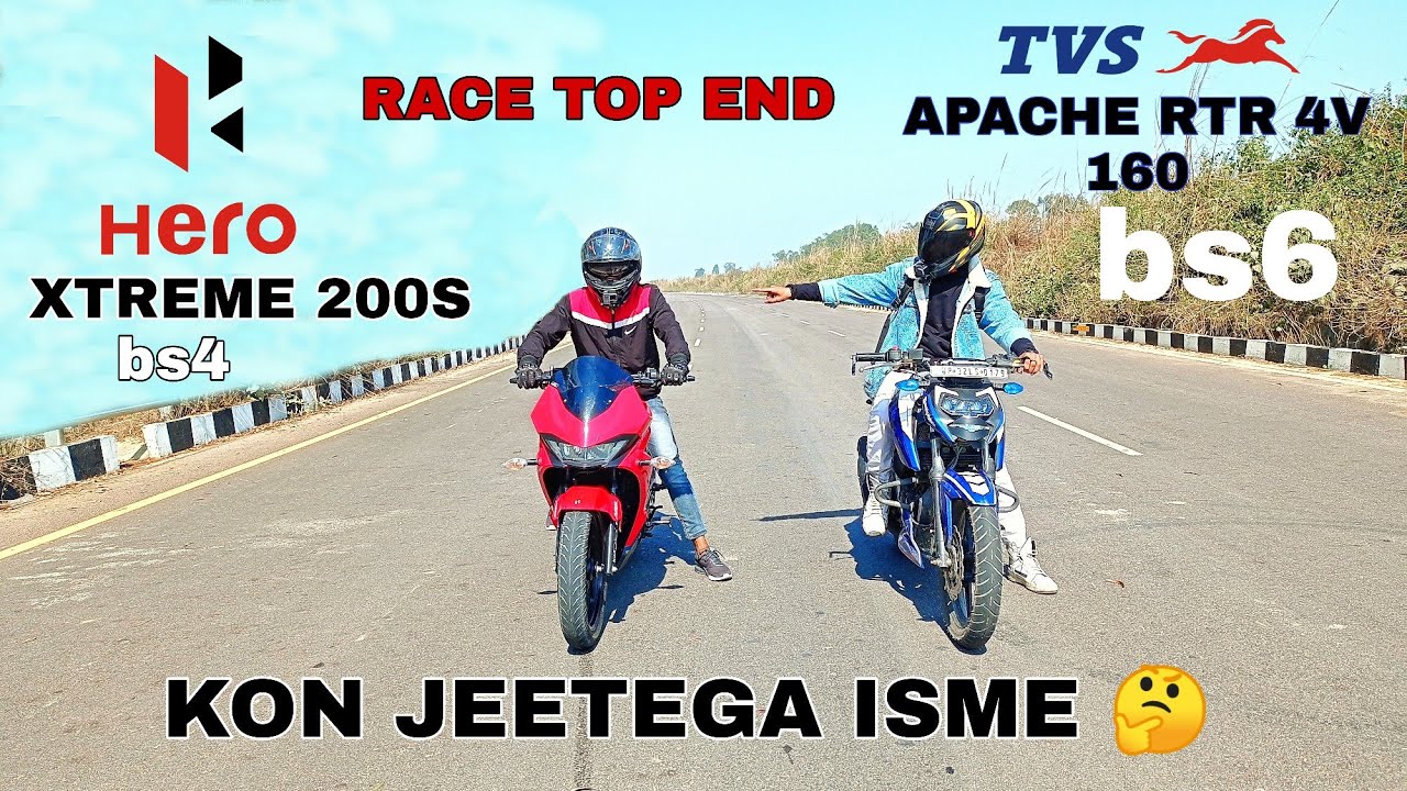 TVS APACHE RTR 4V 160 BS6 VS HERO XTREME 200 S BS4 || RACE TILL THEIR POTENTIAL | SHUBHAM YADUVANSHI