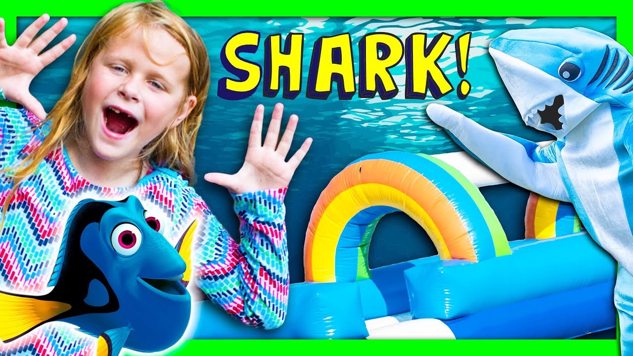 ASSISTANT Finding Dory Shark Attack Mickey Mouse Inflateable Bounce House Funny Kids Video
