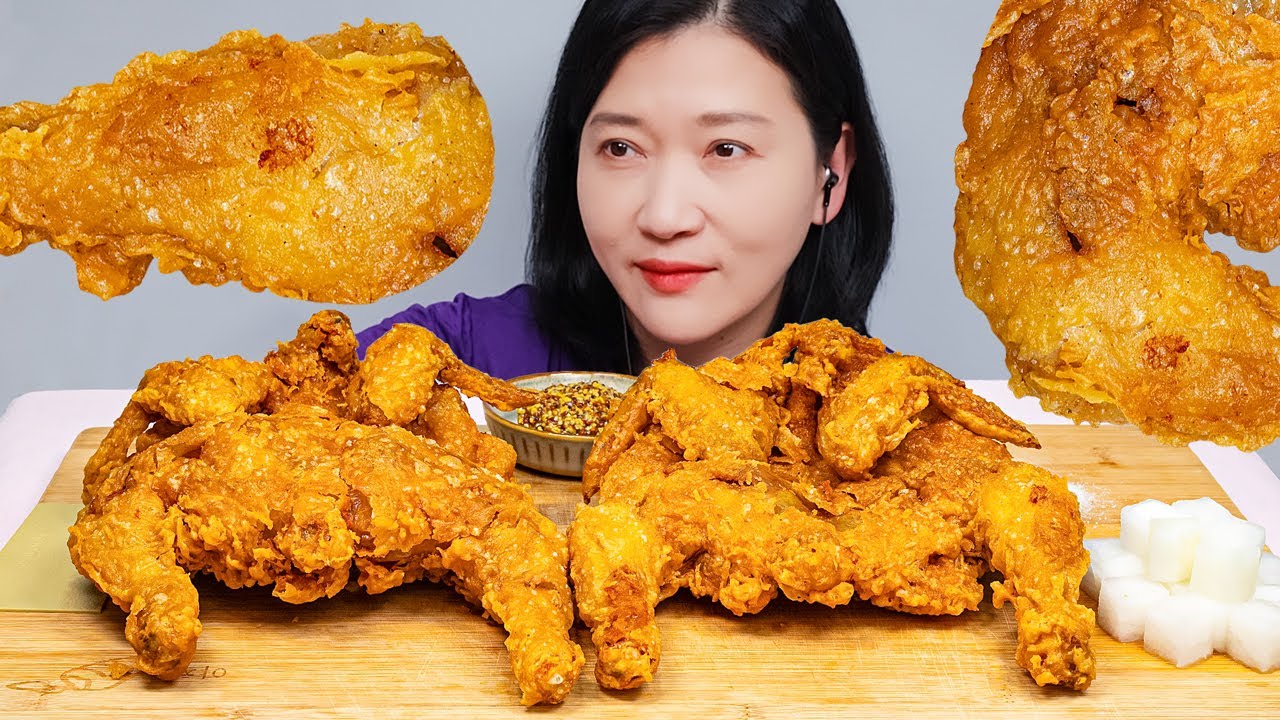 ASMR 옛날통닭 | 후라이드 치킨 리얼사운드 먹방  Whole Fried Chicken Eating show