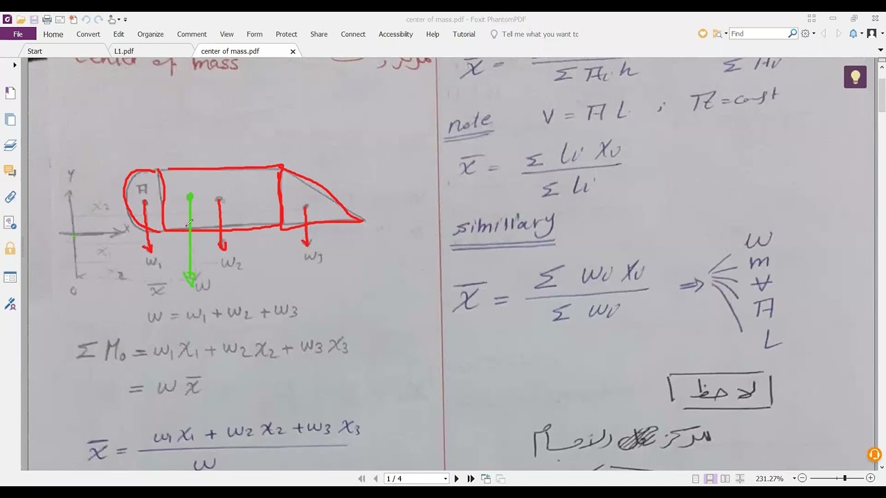 شرح مركز الثقل او مركز الكتله لطلاب الفرقه الاعداديه بكلية الهندسه center of mass