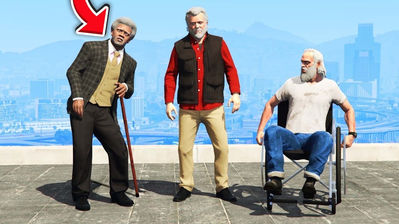משחק בתור פרנקלין טרוור ומייקל הזקנים בGTA V! (משחק בתור זקן בג'יטיאיי!)