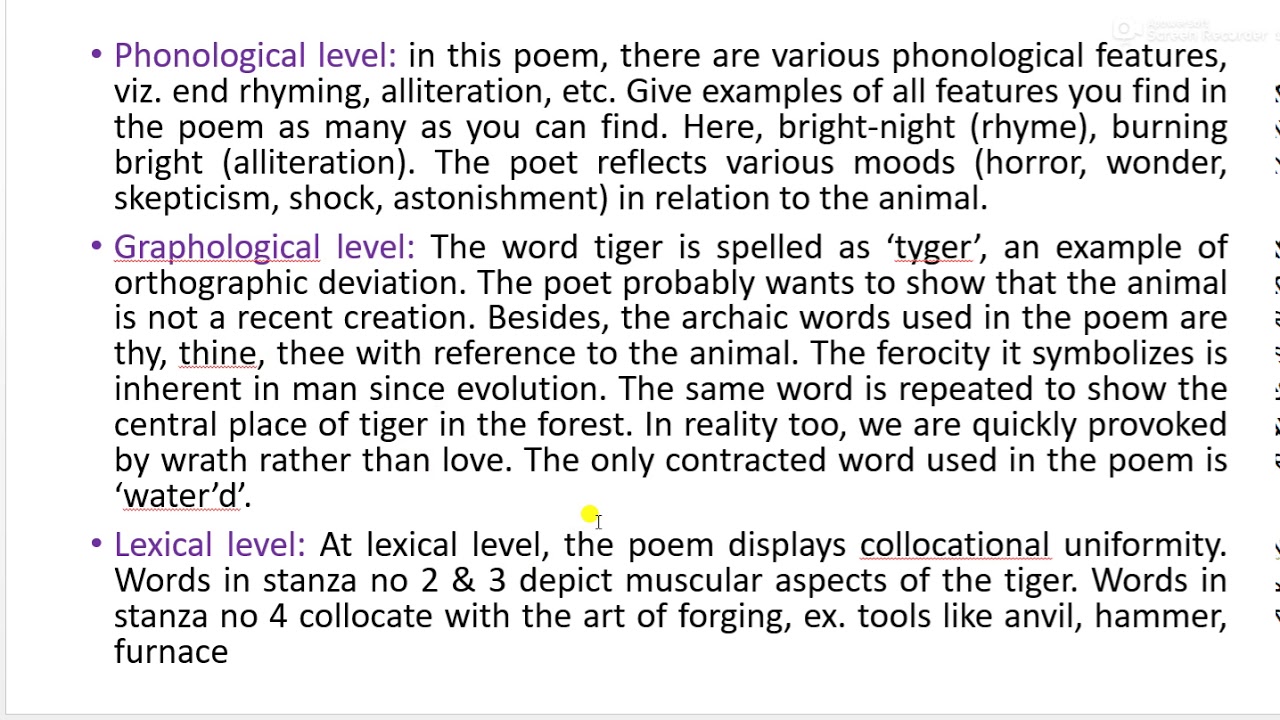 Sample stylistic analysis