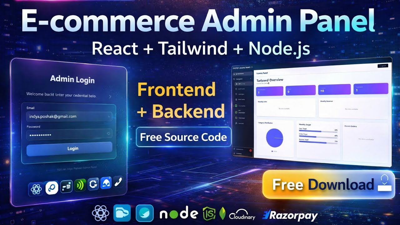 Complete Full Stack E-commerce Website Project बनाना सीखें | Admin Panel + Frontend + Backend #React