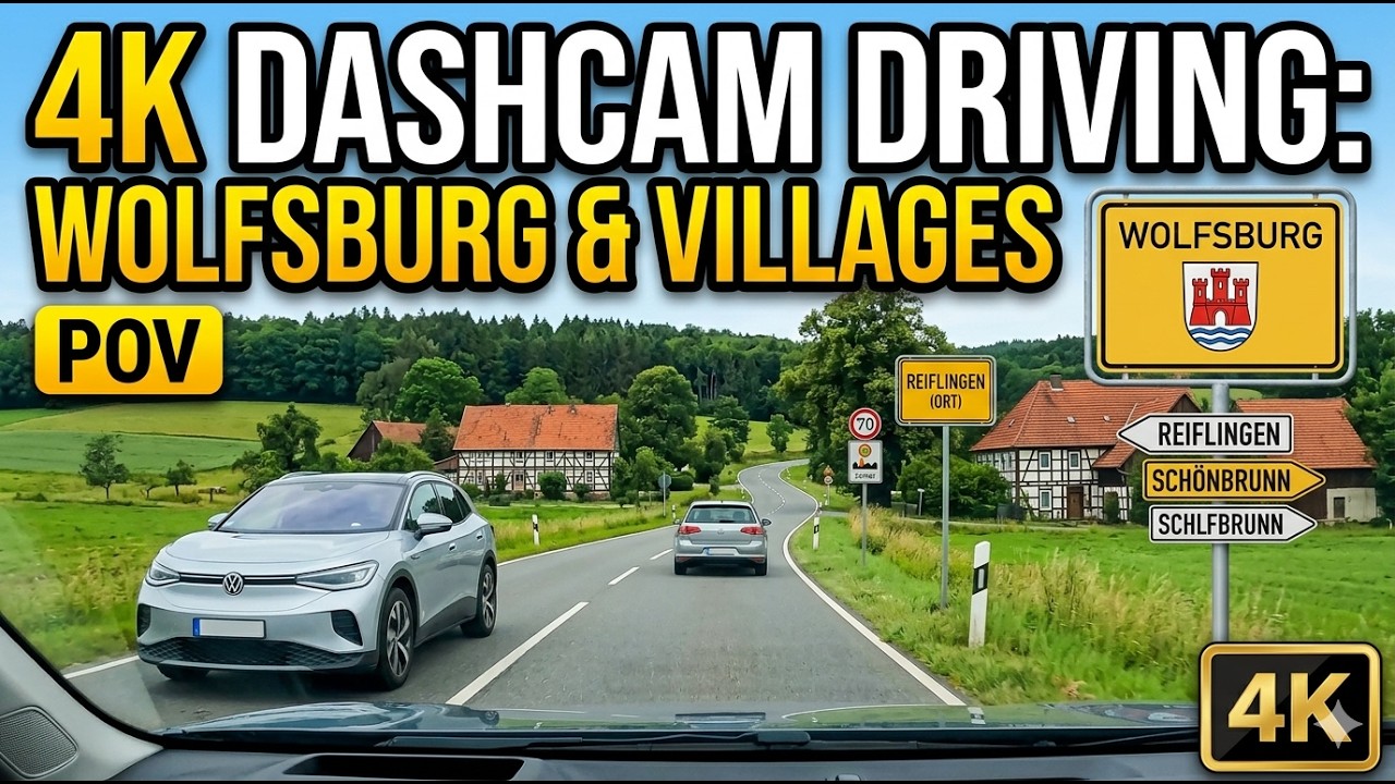 4K Dashcam Driving in Germany Wolfsburg and Villages POV