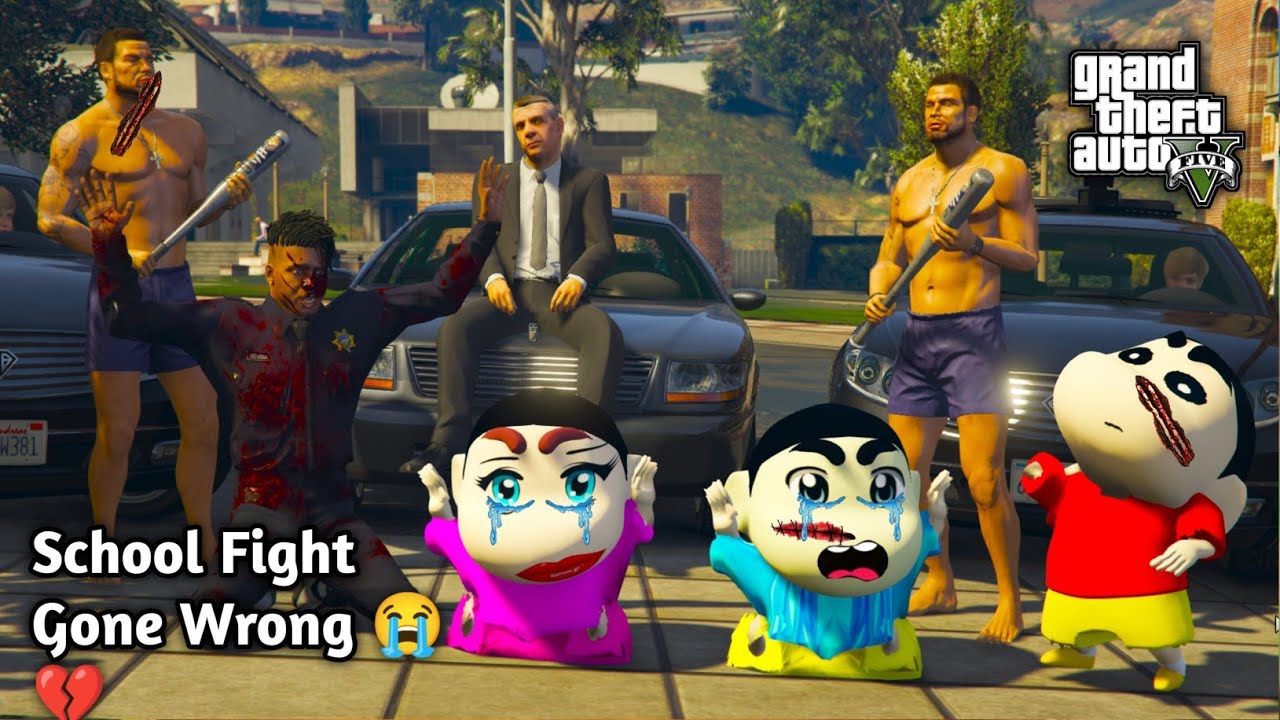 GTA 5: Shinchan School Fight With Bullies 😧Went Extremely Wrong 😧💔Franklin Angry but 😨PS Gamester