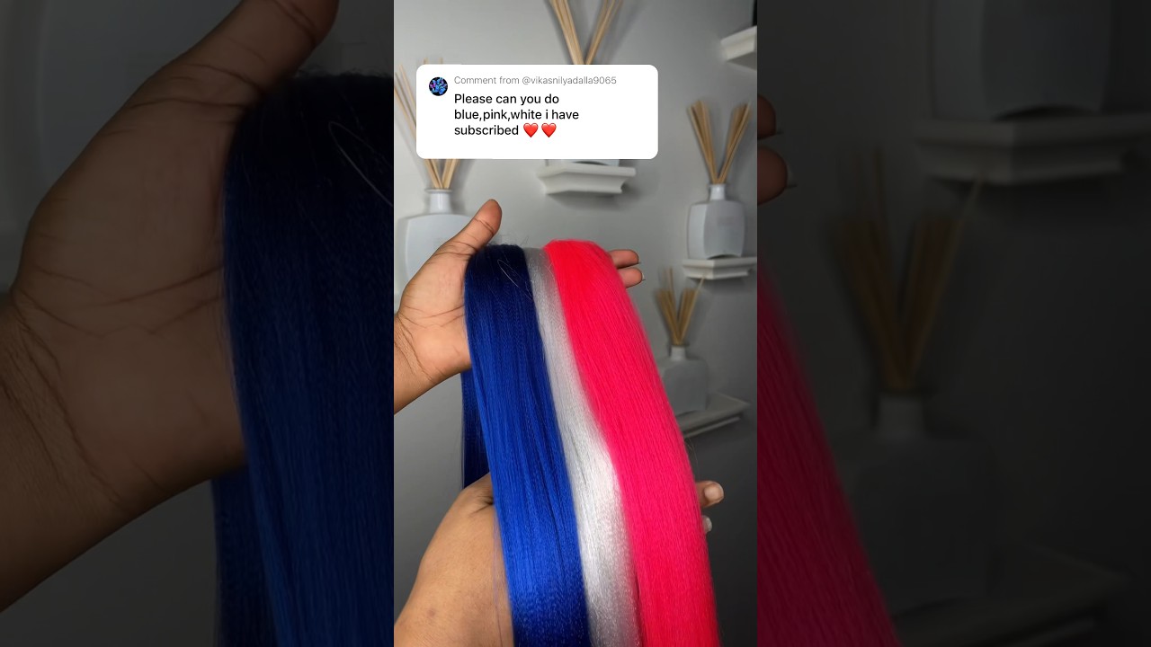 DIY PINK+BLUE+WHITE CUSTOM COLOR BRAIDING HAIR BLEND #diy #hair #shorts #shortvideo #viral #asmr #fy