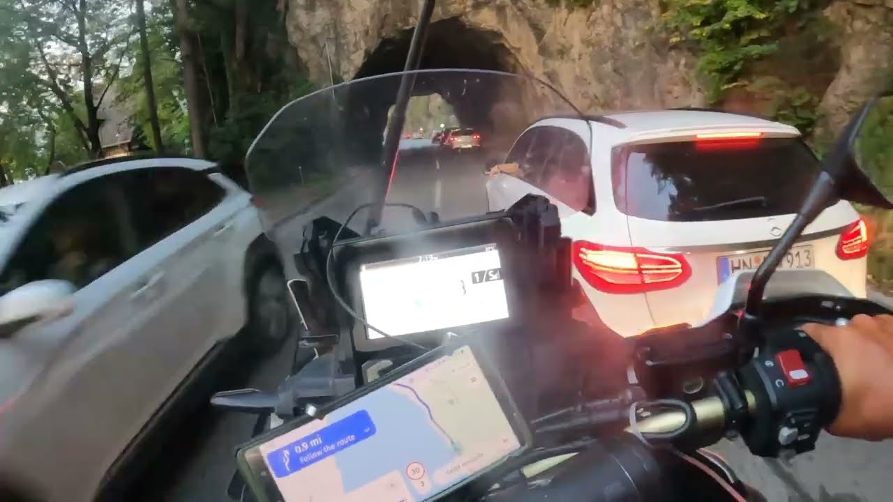 Full motorcycle tour around Bled lake in Slovania.