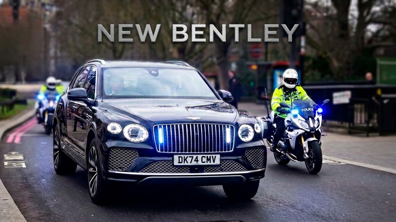 Police SEG escort Princess Anne in New Bentley
