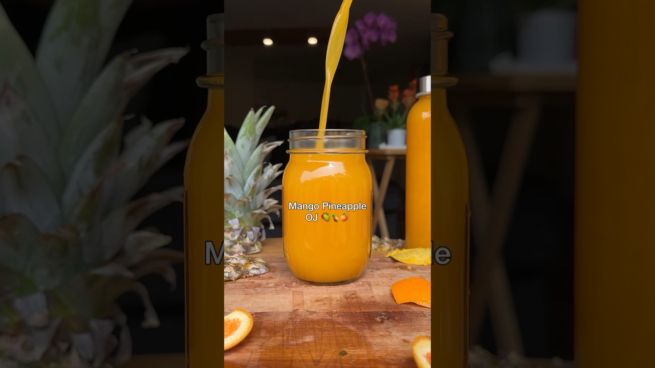 Mango Pineapple OJ 🥭🍍🍊 #growyourown #orangejuice #orangejuicerecipe #juicerecipe #ytshorts