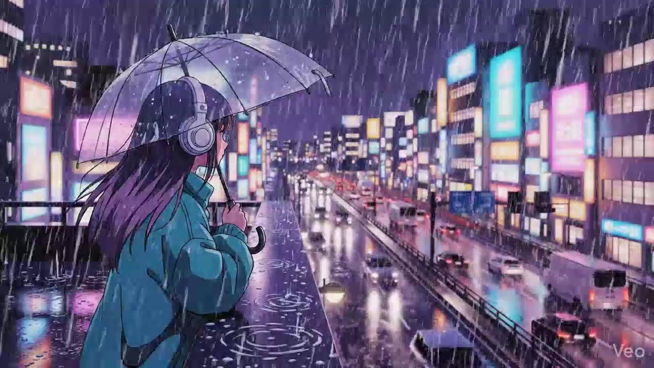 Night Rain Ambience 🌧️ Japanese Neon City Lofi