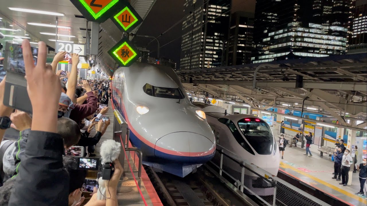 長い警笛有り！【E4系Max下りラストラン】JR東日本E4系新幹線P13編成が長い警笛を鳴らして東京駅を発車するシーン（2021.10.1）〜ありがとうコールと拍手に包まれて発車〜