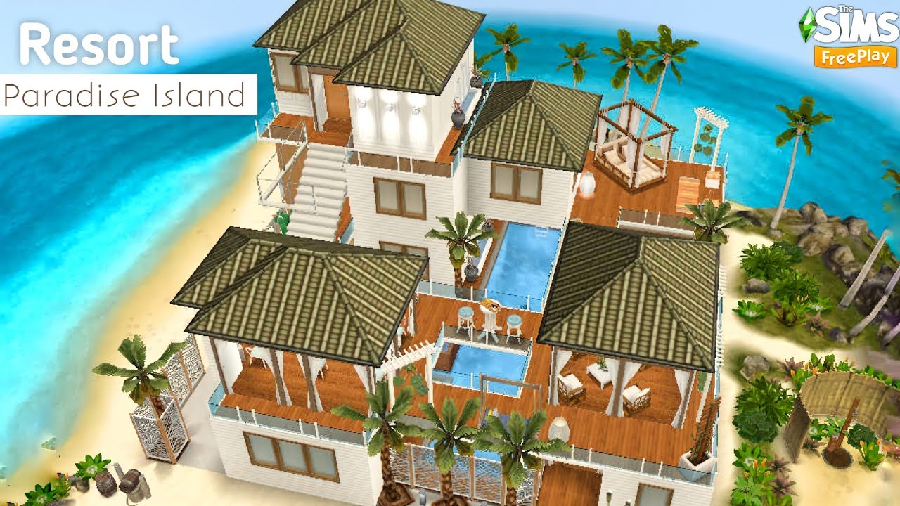 Resort Paradise Island 🏝 Tour e tutorial de construção/ The Sims Freeplay Caio Sims