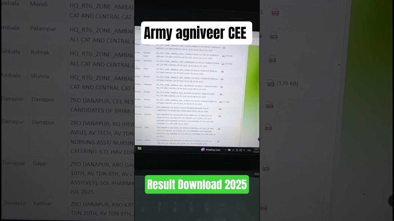 army agniveer CEE Result check ✅✅ 