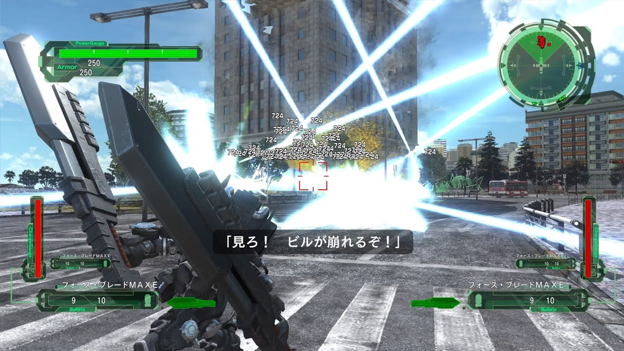 【地球防衛軍6】フォースブレード二刀流で M73 崩れゆく街 INF 初期体力フェンサー