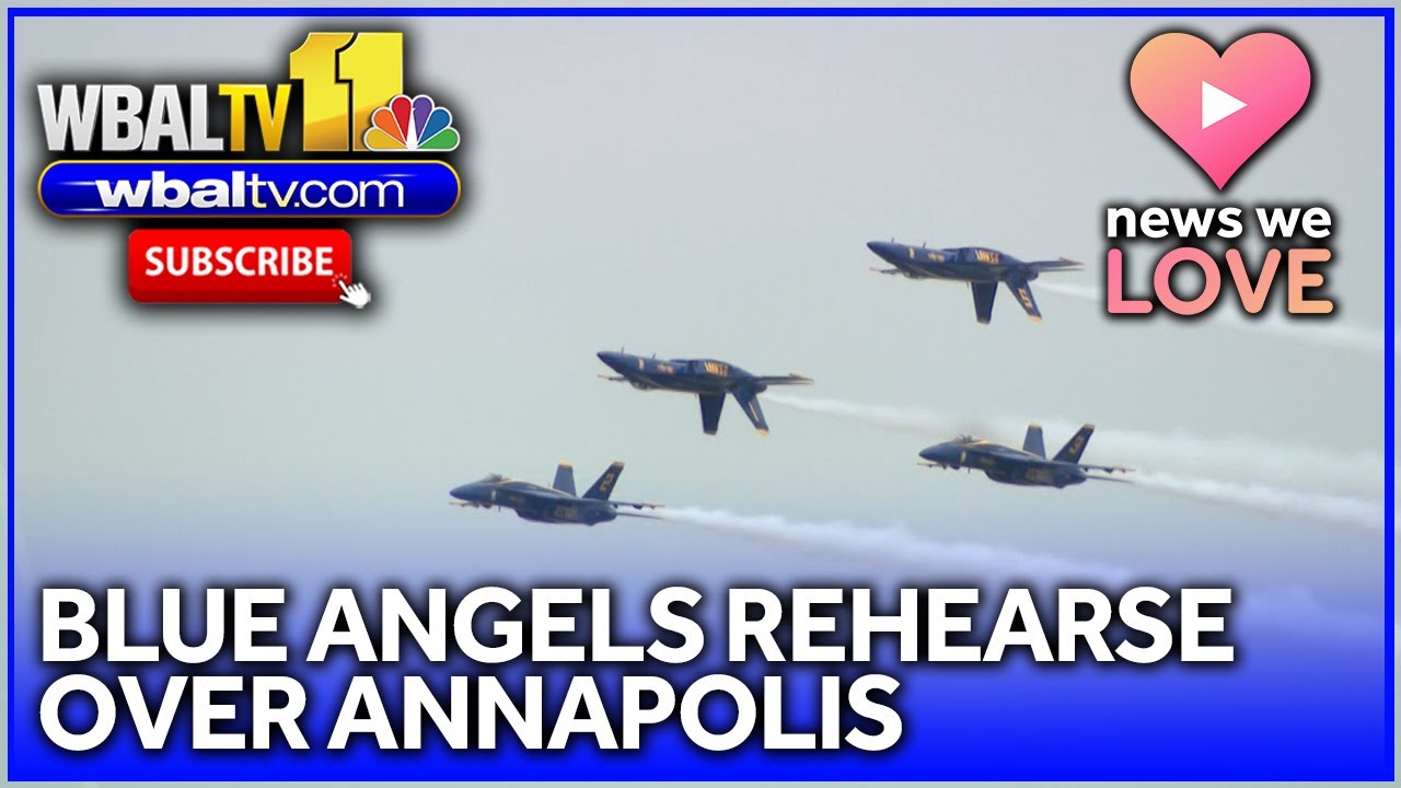 Blue Angels rehearse over Annapolis during USNA Commissioning Week